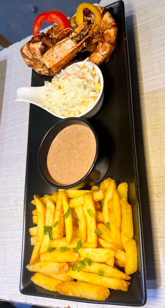 prawn and chips